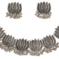 Oxidised Lotus Design Silver Color Necklace Choker Set
