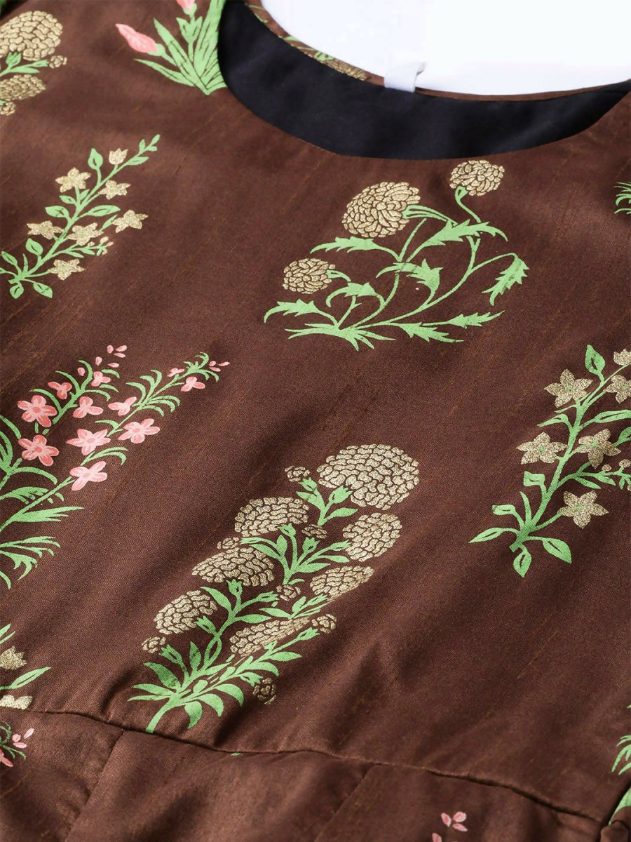 Ahalyaa Women's Traditional wear Kurta - Brown | Swadesiicart