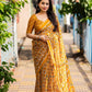 Mustard Cotton Blend Ajrak Saree with Unstitched Blouse - Hiral Fashion | Swadesiicart