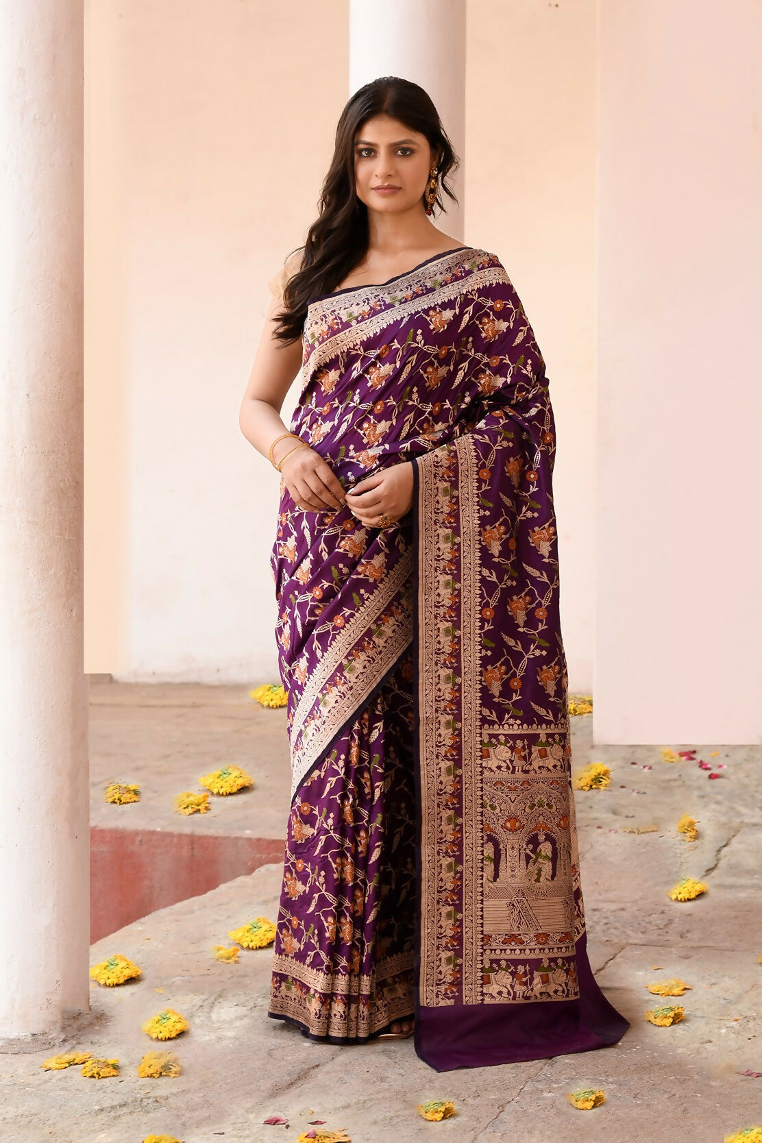 Joban Fashion Pure Katan Pure Handloom Banarasi Silk Saree | Swadesiicart