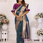 Anaita Navy Blue Soft Silk With Zari Weaving Borders Saree With Blouse
