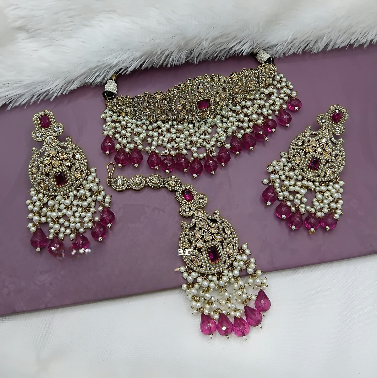 Joban Fashion Ruby Alloy Choker Set | Swadesiicart