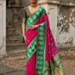 Vishnu Weaves Women's Pink Kanchi Silk Woven Saree with Blouse - Swadesiicart