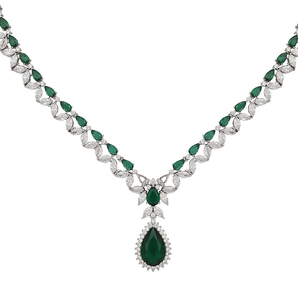 Nuyug Celestial Emerald Cubic ZIrcon Necklace Set | Swadesiicart