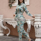 Sea Green Rayon Floral Printed Top with Matching Bottom - Eesha - Swadesiicart