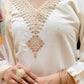 The52 White Women's Beautiful Viscose Chanderi Fabric Embroidered Work Straight Kurta Pant and Dupatta Set - Swadesiicart