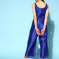 Ahalyaa Womens Royal Blue Poly Silk Printed Jumpsuit - Swadesiicart