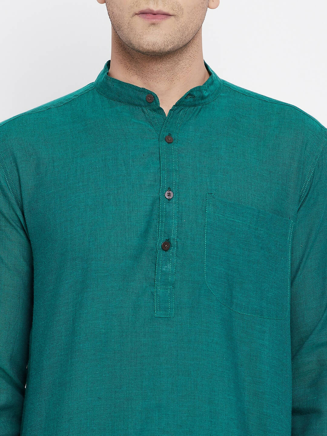 Even Apparels Green Rayon Men's Kurta With Band Collar | Swadesiicart