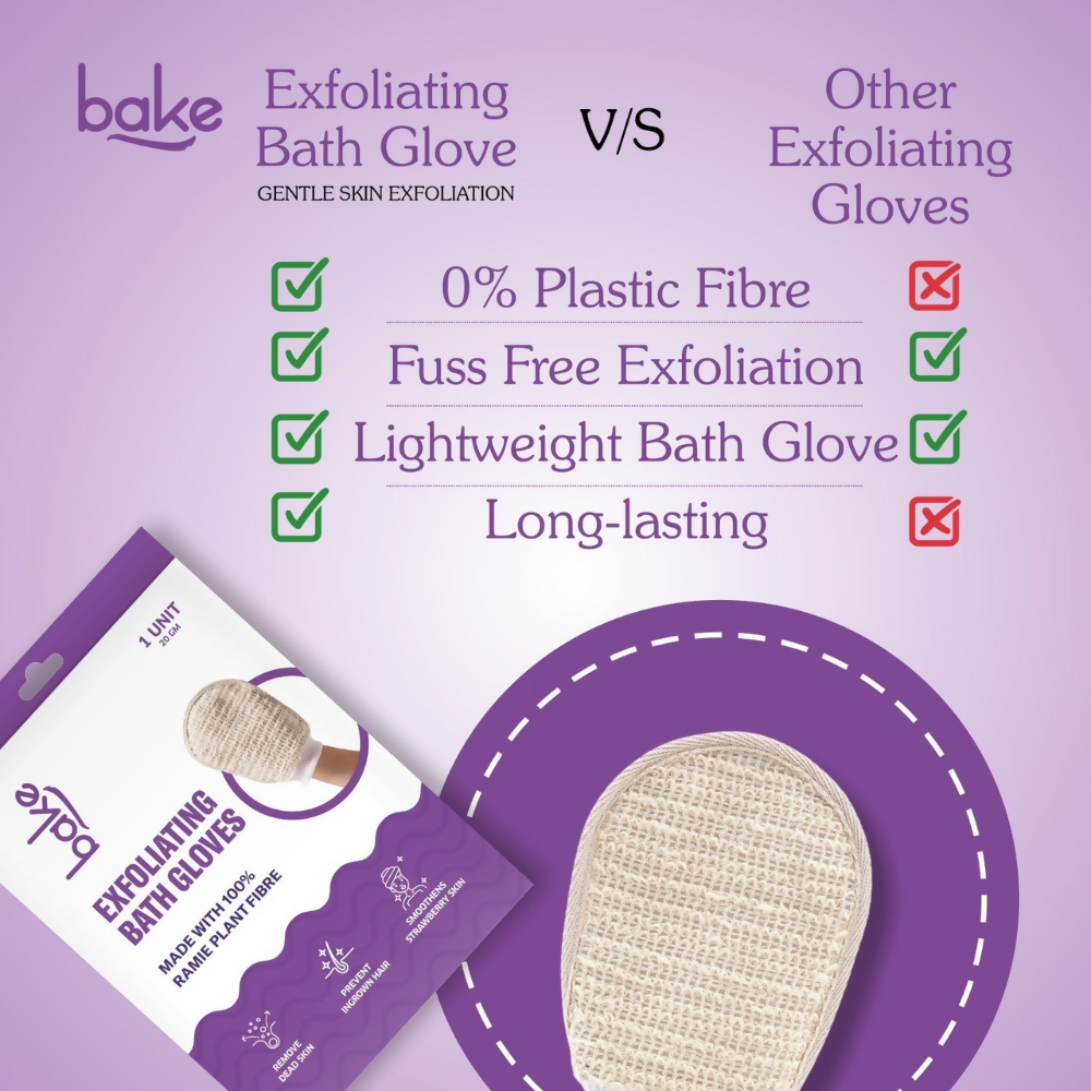 Bake Tan Removal Exfoliating Bath Kit - 100% Ramie Plant Fibre Gloves + Kojic Acid Soap (2 Pcs) with Scrub Treatment | Swadesiicart