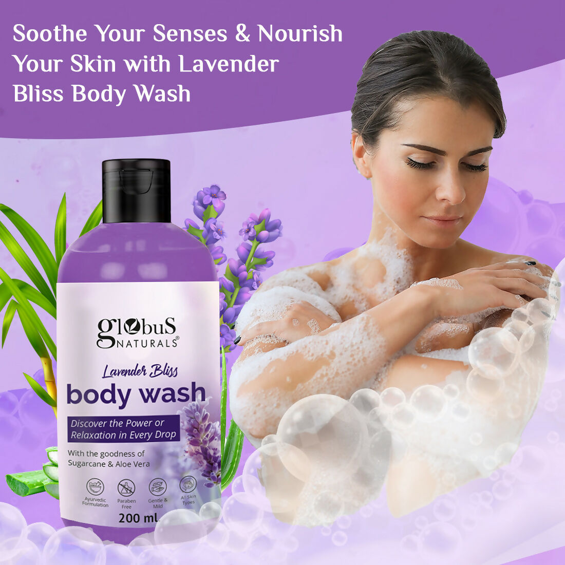 Globus Naturals Lavender Body Wash | Swadesiicart
