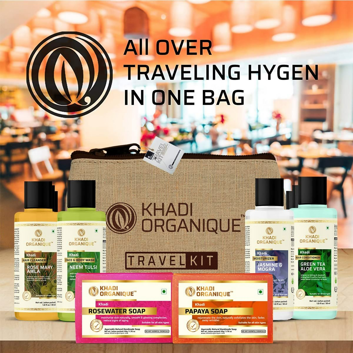 khadi Organique Grooming Travel Kit Men & Women - Swadesiicart