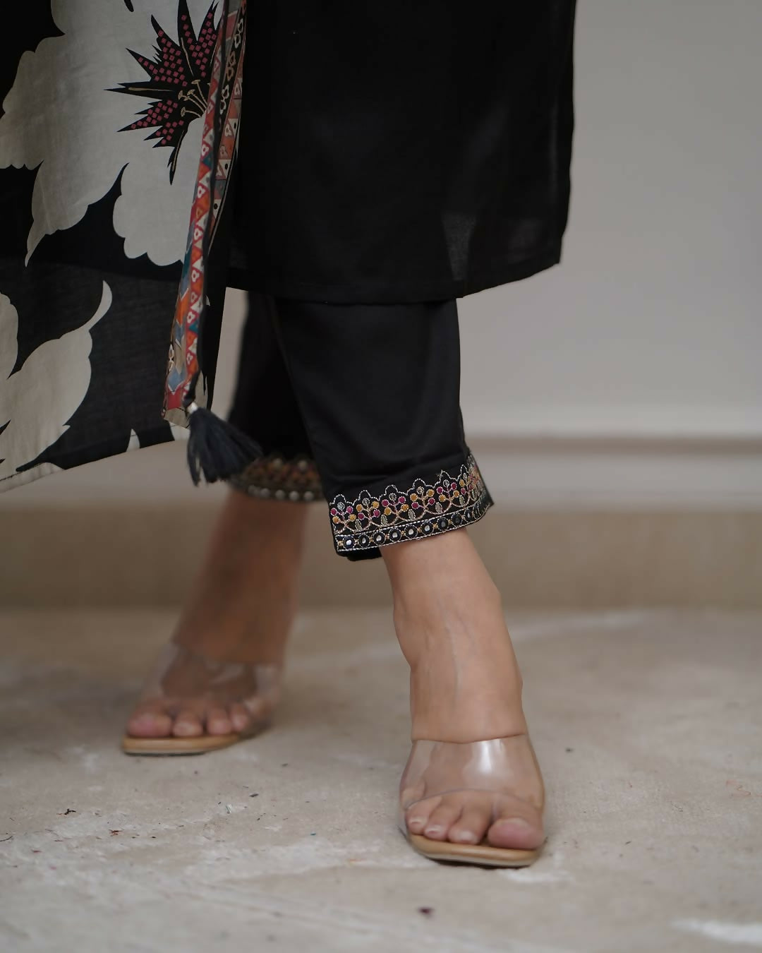 The52 Black Women's Beautiful Viscose Silk Fabric Embroidered Work Straight Kurta Pant and Dupatta Set - Swadesiicart
