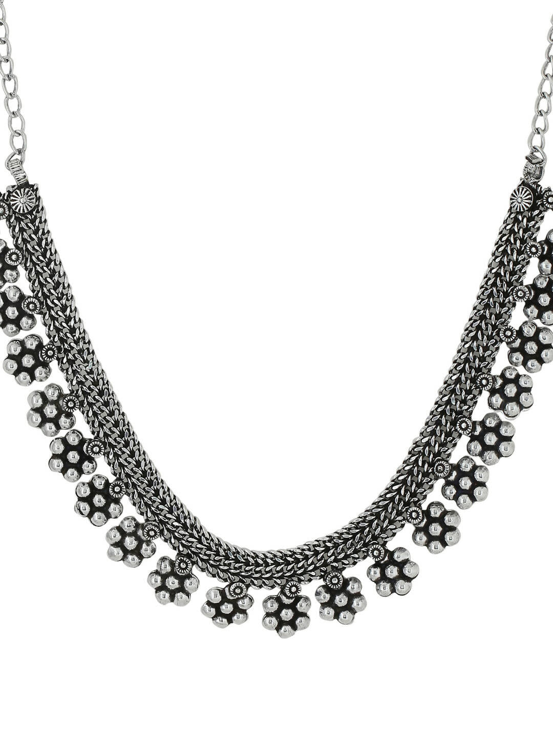 NVR Women Silver-Plated Oxidised Necklace | Swadesiicart