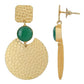 Joban Fashion Women Round Shape Green Stone Matte Gold Earrings | Swadesiicart