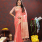 Lorenvalley Fashion Peach Cotton Woven Design with Zari Weaving Design Saree - Swadesiicart