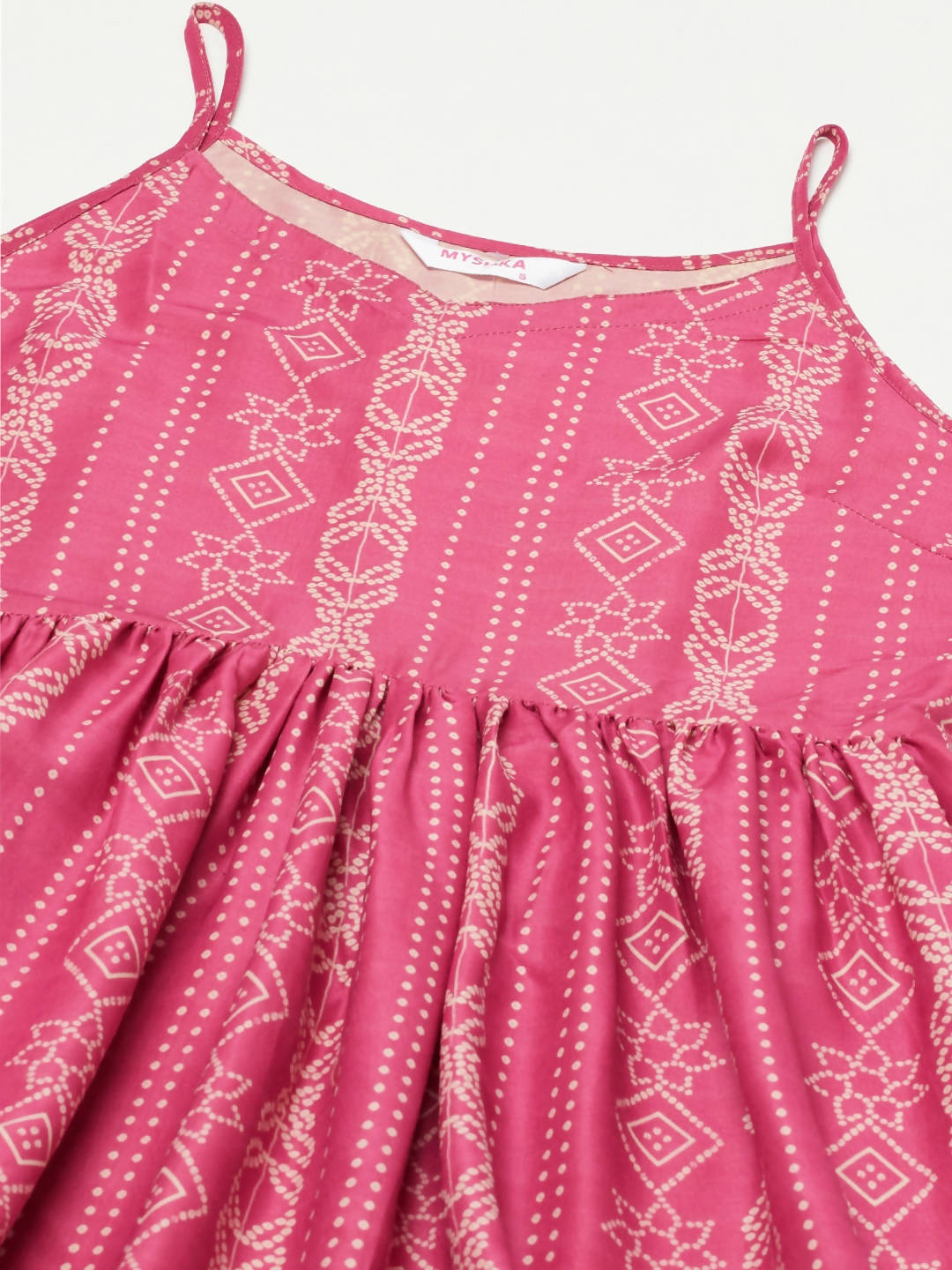 Myshka Pink Printed Sleeveless V Kurti Sharara Set | Swadesiicart