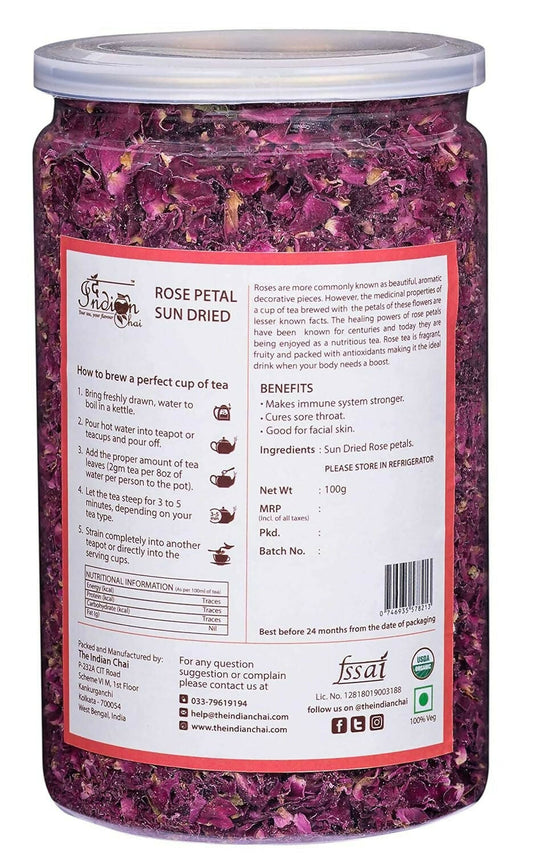 The Indian Chai - Rose Petals Sun Dried Tea | Swadesiicart