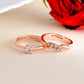 VOJ Stainless Steel Cubic Zirconia Rose Gold-Polished Adjustable Ring Set for Couple | Swadesiicart