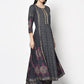 Aniyah Rayon Dark Grey Color Block Print Anarkali Palazzo Set (AN-199K)