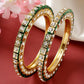 NVR Women's Set Of 2 Gold-Polished Kundan-Studded Bangles - Swadesiicart