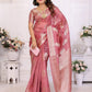 Aastha Fashion Dusty Rose Soft Organza Silk Weaving Saree