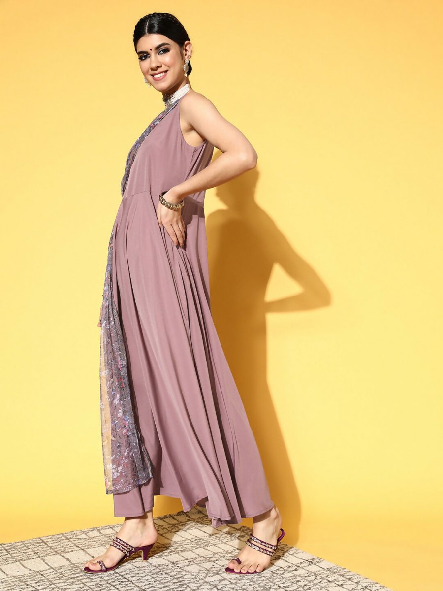 Ahalyaa Women's Traditional wear Dress - Mauve | Swadesiicart