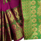 Vamika Banarasi Cotton Silk Pink Weaving Saree | Swadesiicart