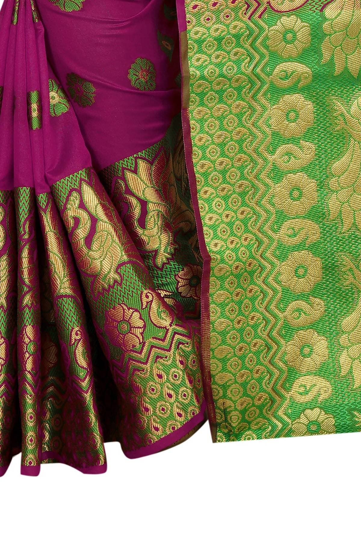 Vamika Banarasi Cotton Silk Pink Weaving Saree | Swadesiicart