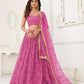 Aastha Fashion Pink Butterfly Net Tone To Tone Thread Work, Sequence Work And Original Mirror Work Embroidery Wedding Wear Lehenga Choli