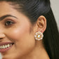 Nuyug 22K Gold-Plated Pink Kundan Studded & Beaded Floral Shaped Studs | Swadesiicart