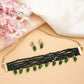 NVR Women's Green Artificial Beads Layered Necklace with Drop Earring - Swadesiicart