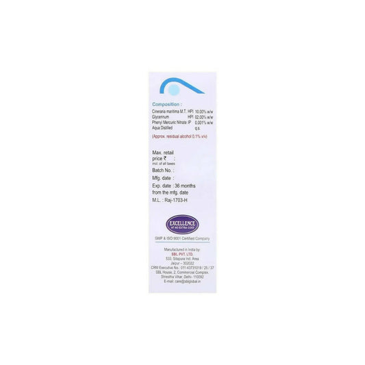 SBL Homeopathy C-ineraria Maritima Eye Drops Free From Alcohol | Swadesiicart