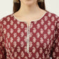 FIORRA Women's Maroon Cotton Straight Kurta Pant With Dupatta - Swadesiicart