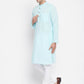 Even Apparels Pure Cotton Blue Color Men's Kurta With Band Collar | Swadesiicart