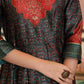 Juniper Green Satin Festive Printed Anarkali Flared Anarkali Kurta For Women | Swadesiicart