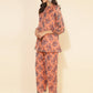 Janasya Women's Peach Chiffon Lurex Floral Printed Festive Regular Co-ords - Swadesiicart