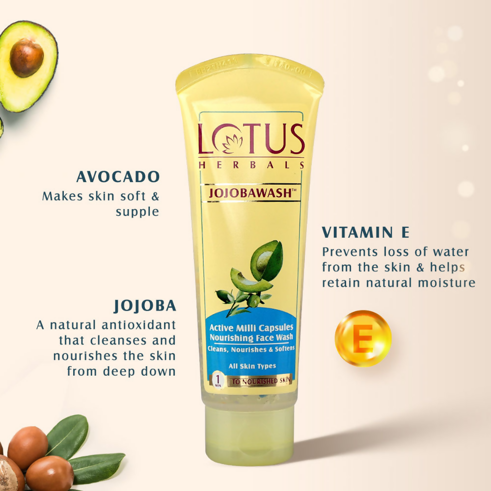 Lotus Herbals Jojobawash Active Milli Capsules Nourishing Face Wash - Swadesiicart