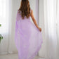 Attractive Looking Georgette Thread, Sequance Embroidery Work Party Wear Saree - Lavender