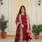 Jyoti Fashion Women's Maroon Faux Blooming Sequins Zari Embroideredy Anarkali Dress with Dupatta | Swadesiicart