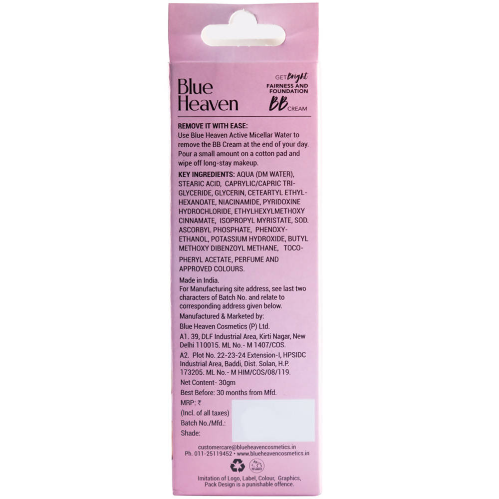 Blue Heaven BB Cream Cream SPF 15 PA+++ Ingredients