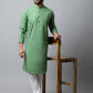 Even Apparels Green Color Pure Cotton Men's Kurta With Band Collar (SLD073) | Swadesiicart