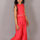 Lil Drama Folklore Girls Pink Crop Top With Pants Co-Ordinate Set - Swadesiicart