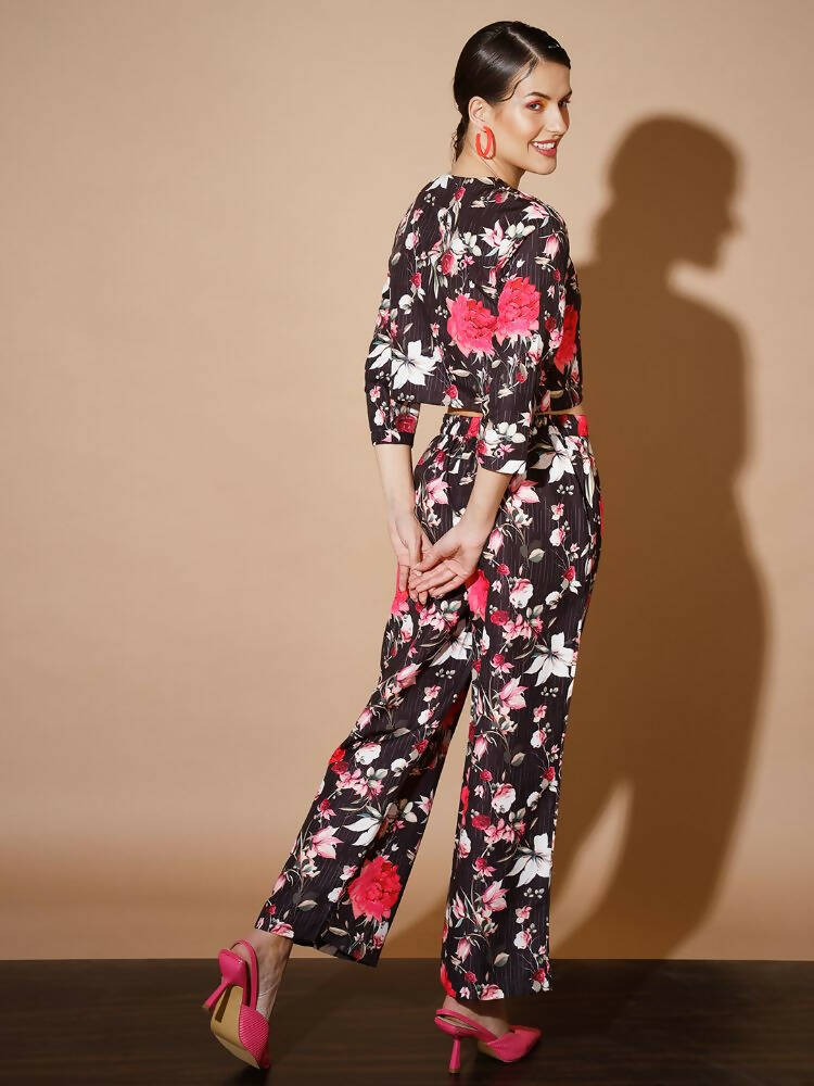 Myshka Women Black Printed Co-Ords - Swadesiicart