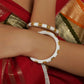 Golden Bangles (White) - Ruby Raang - Swadesiicart