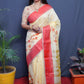Jyoti Fashion Women's Red Linen Silk Digital Print with Jacquard Woven Border Saree with Blouse | Swadesiicart