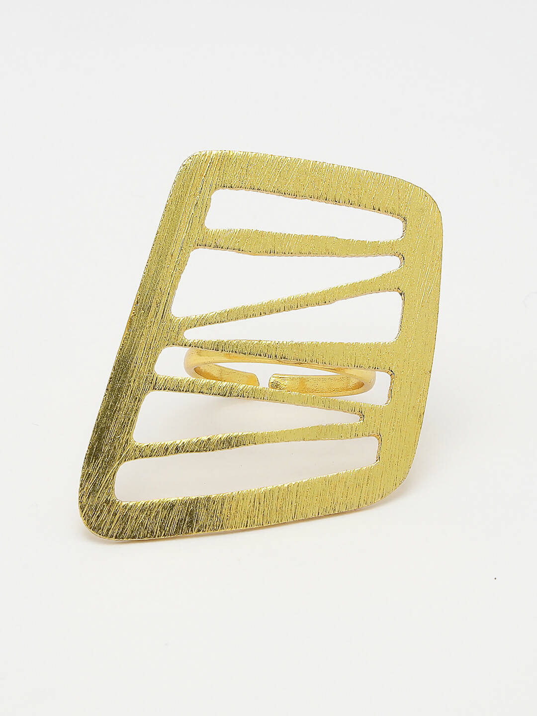 NVR Women Gold-Polished Solid Adjustable Finger Ring | Swadesiicart