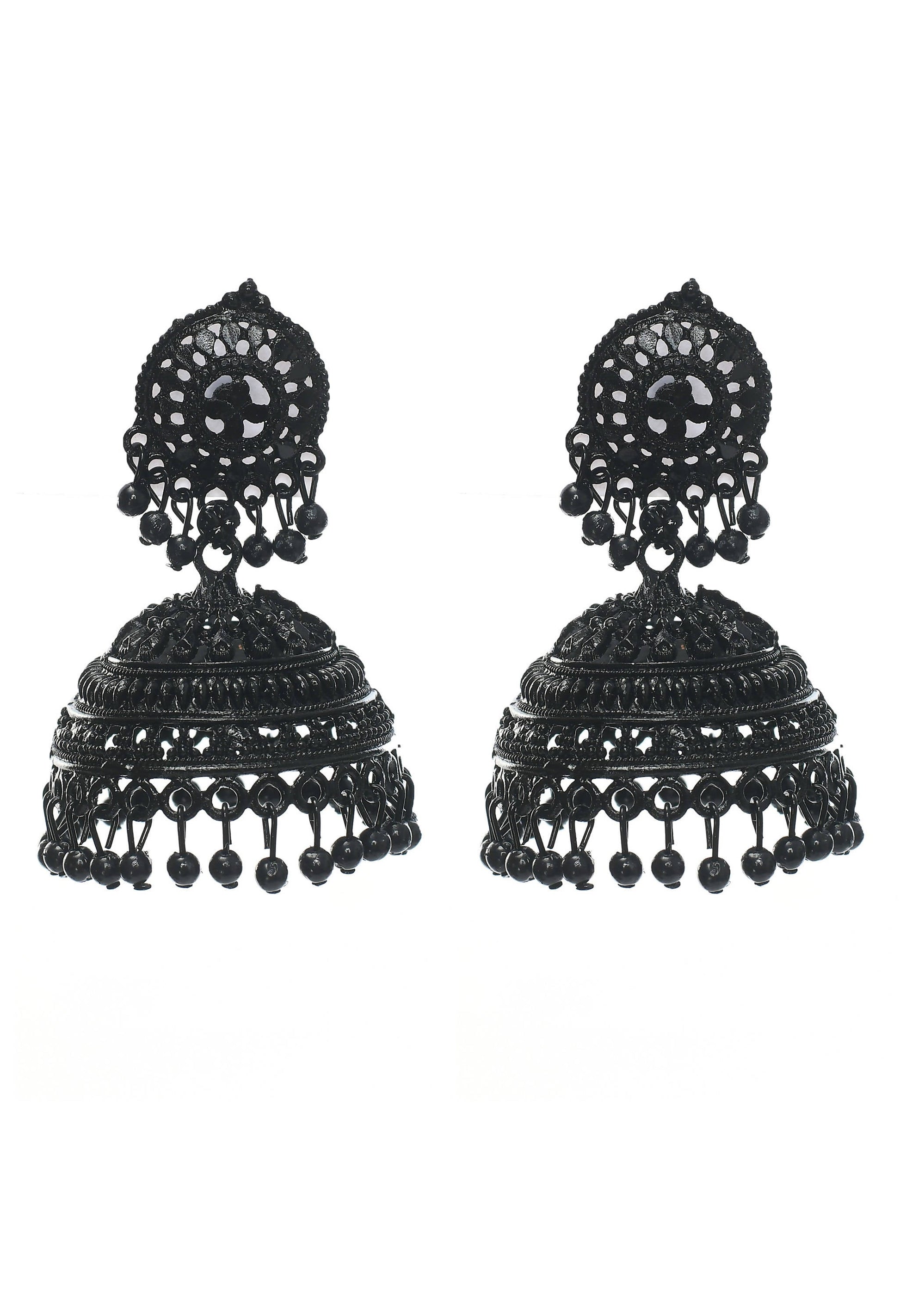 Mominos Fashion Johar Kamal Latest Design Black Color Jhumkas - Mominos Fashion