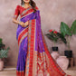 Aastha Fashion Purple Kalamkari Silk Zari Woven Saree