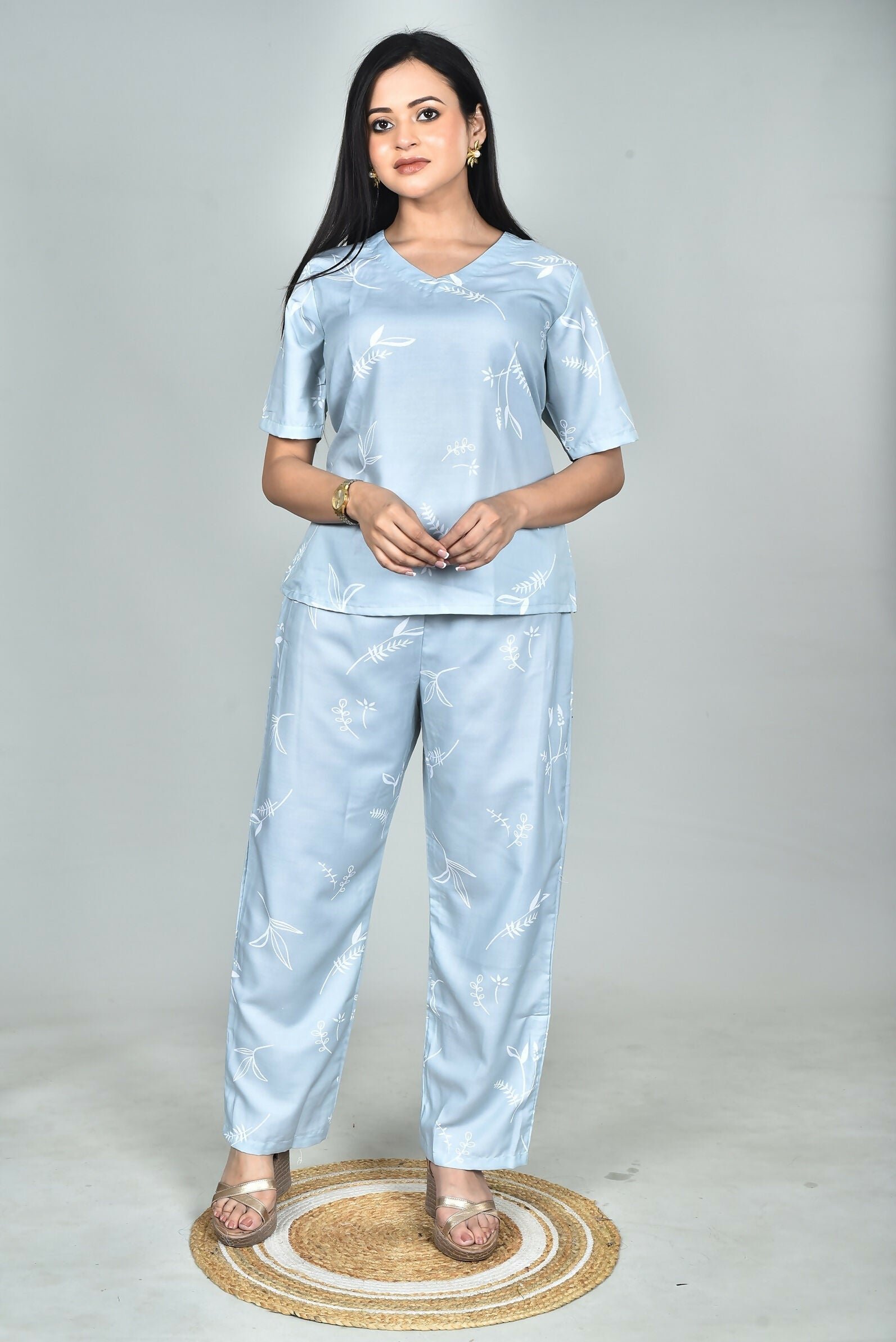 Morchari Digital Print Semi Muslin Co-Ord Set Top & Trouser-Multicolor - Swadesiicart