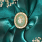 Ruby Raang Gold Polished Green Kundan And Stone Ring | Swadesiicart